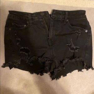 Black jean shorts